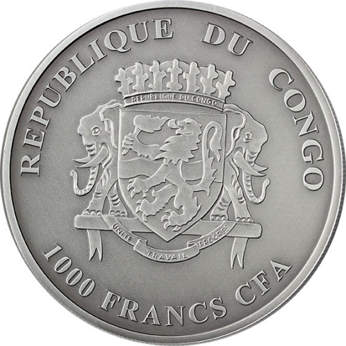 Congo-1000-Francs-Antique-Finish-2013-Nilpferd-Hippo-Silver-Ounce-I