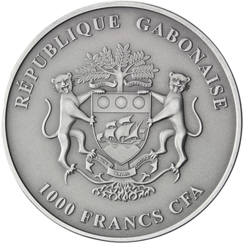 Silbermünze Gabun Silver-Ounce Strauß Silberunze 2014 