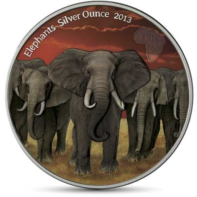 Ghana 5 Cedis 2013 Elephantenherde FARBE