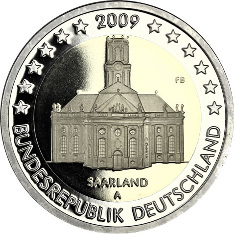 Deutschland 2 Euro-Gedenkmünze 2009 PP  Ludwigskirche Mzz. Historia Wahl 