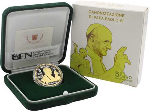 Vatikan-5Euro-2018-Bimetallpp-PapstPaulVI-Etui