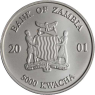 Sambia-5000 Kwacha-2001-Agstgl-Farbe-Elefant-VS