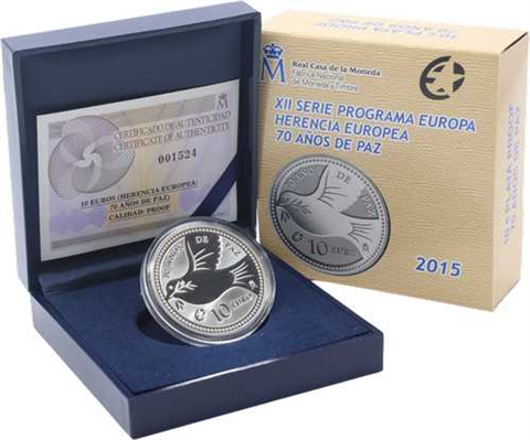 Spanien-10Euro-2015-AGPP-70JahreFrieden-Etui