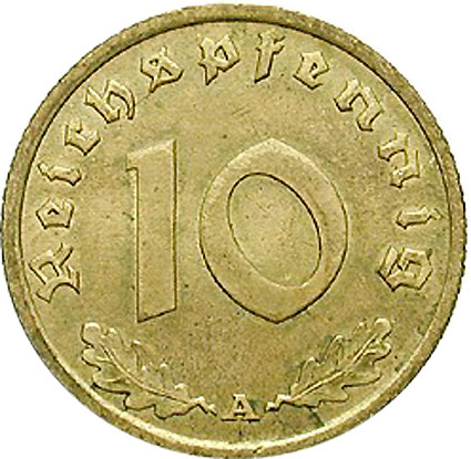 Drittes Reich 10 Reichspfennig 1936 -1939, Jäger 364