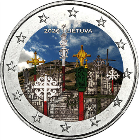 Litauen-2-Euro-2020-Berg-der-Kreuze-Farbe