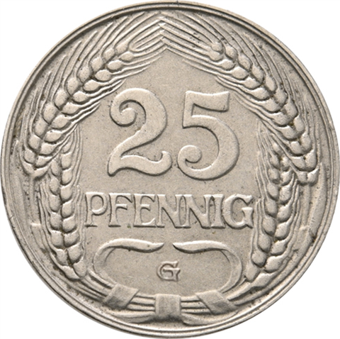 Kaiserreich-25-Pfennig-1909-1912-Jäger-18-I