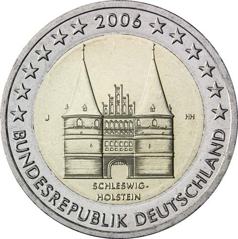 Deutschland 2 Euro 2006 bfr. Holstentor Lübeck Mzz. J