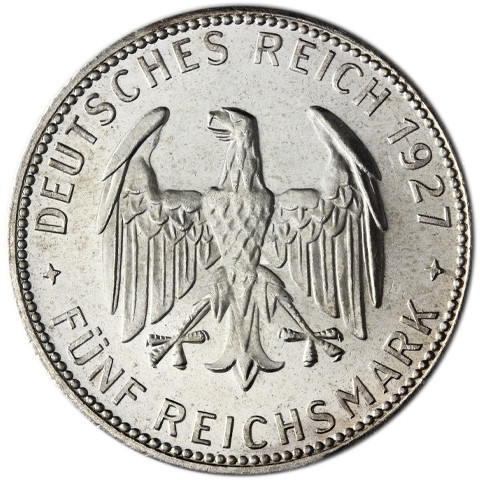 Deutsches Reich 5 Reichsmark 1927 Universität Tübingen, Jäger 329