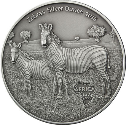 Silbermünzen Zebras Silver Ounces 2015