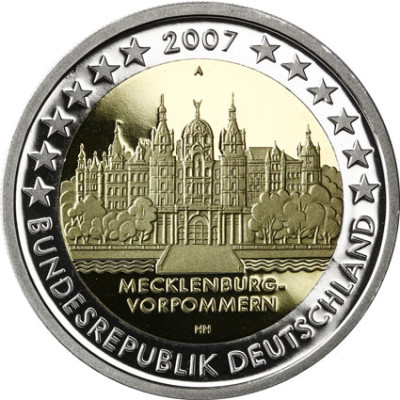 Deutschland 2 Euro 2007 PP Schloß Schwerin Mzz. Historia Wahl 