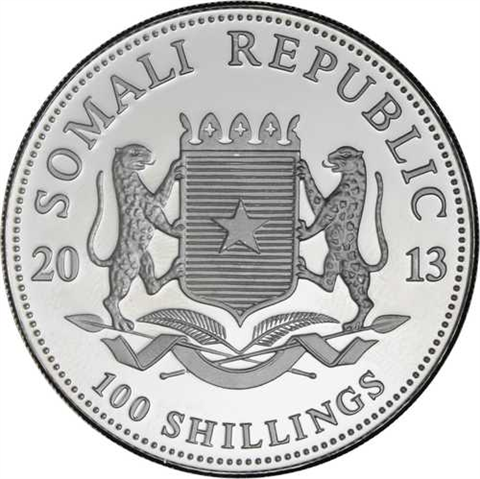 Somalia-100 Schilling-2013-AgStgl-Elefant-RS