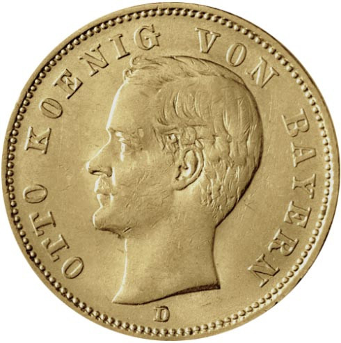 Goldmünze Kaiserreich 20 Mark Gold Otto von Bayern - J.200