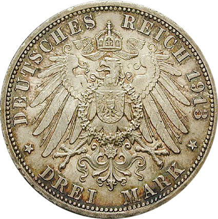 Preussen 3 Mark 1913 Regierungsjubiläum von Wilhelm II, Jäger 112