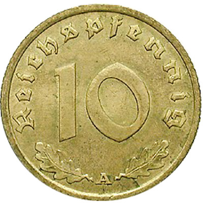 Drittes Reich 10 Reichspfennig 1936 -1939, Jäger 364