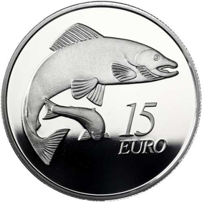 Irland 15 Euro 2011 PP Tiere auf Irischen Münzen - Der Lachs-I