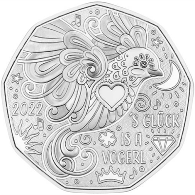 Österreich-5-Euro-Silber-2022-Neujahrsmünze-Glücksvogel-AV