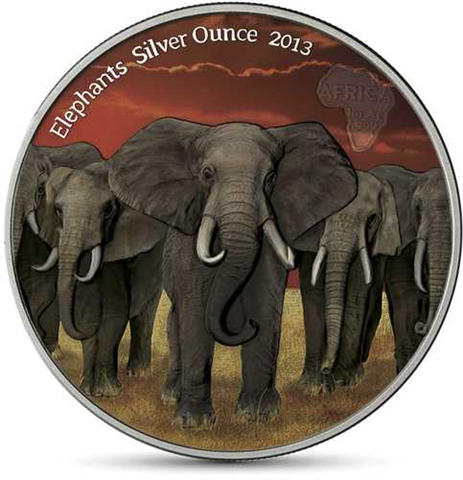 Ghana 5 Cedis 2013 Elephantenherde FARBE