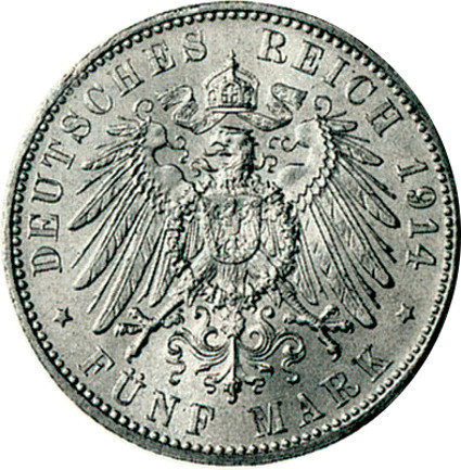 Preussen 5 Mark 1891-1908 Wilhelm II., Jäger 104