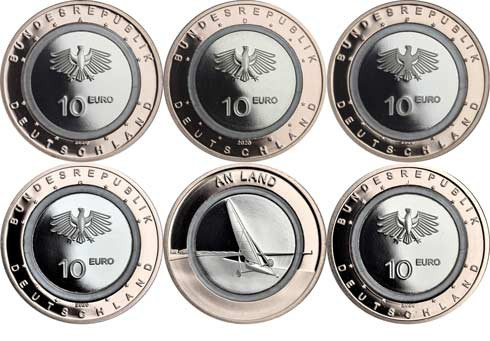 Deutschland-5-x-10-Euro-2020-An-Land-Komplett